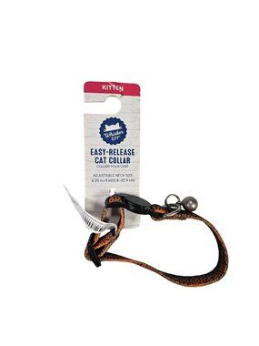 Whisker City Easy-Release Adjustable Kitten Cat Collar 6.25-9" Trout Orange/Blue